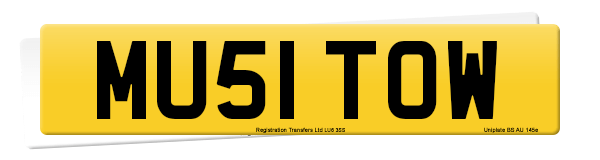 Registration number MU51 TOW